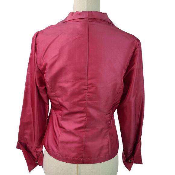 Talbots Pink Silk Ruched Long Sleeve Top Shirt 8 Petite - Picture 3 of 4